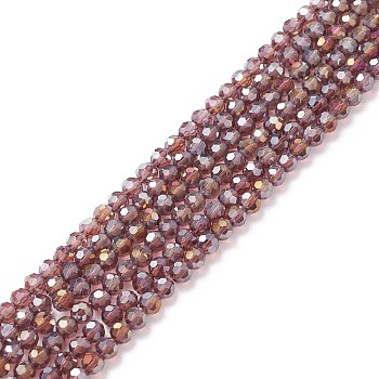 Electroplate Glass Beads Strands, AB Color Plated, Faceted(32 Facets) Round, Medium Purple, 3mm, Hole: 1mm, about 100pcs/strand, 11.5 inch