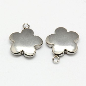 304 Stainless Steel Pendants, Flower, Stainless Steel Color, 19x16x4mm, Hole: 2mm