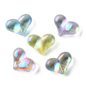 Transparent Acrylic Beads, Heart, Mixed Color, 16x22x9mm, Hole: 1.6mm