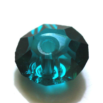 Imitation Austrian Crystal Beads, Grade AAA, Faceted, Flat Round, Dark Cyan, 8x4mm, Hole: 0.9~1mm