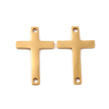 201 Stainless Steel Connector Charms, Religion Cross Links, Golden, 17.5x11x1mm, Hole: 1.2mm
