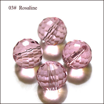 Imitation Austrian Crystal Beads, Grade AAA, Faceted, Round, Pink, 6mm, Hole: 0.7~0.9mm