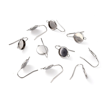 Tarnish Resistant 304 Stainless Steel Earring Hooks, with Vertical Loop, Flat Round, Stainless Steel Color, 23x12x2mm, Hole: 1.5mm, Tray: 10mm, 20 Gauge, Pin: 0.8mm