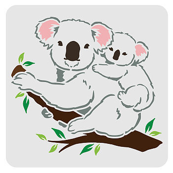 Large Plastic Reusable Drawing Painting Stencils Templates, for Painting on Scrapbook Fabric Tiles Floor Furniture Wood, Square, Koala Pattern, 300x300mm