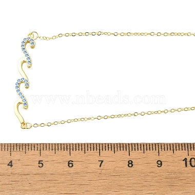 Colliers en laiton micro pavé bleu ciel clair avec pendentif en forme de vague en oxyde de zirconium pour femmes(NJEW-R005-01G)-6