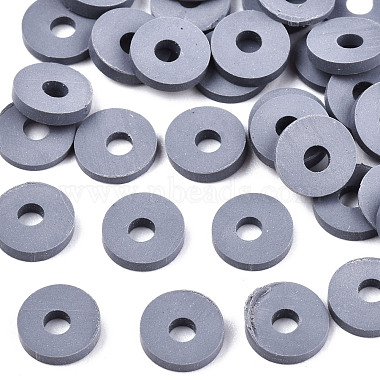 Dark Gray Disc Polymer Clay Beads