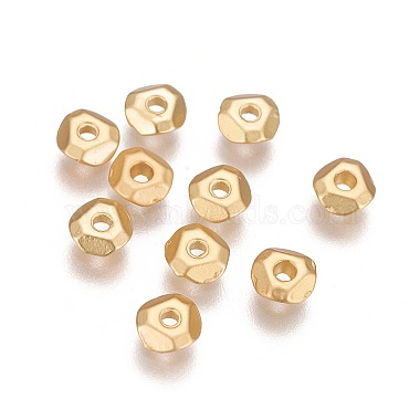 Matte Gold Color Flat Round Brass Beads