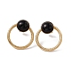 Ring with Half Round Glass Stud Earrings(EJEW-L282-11G)-2