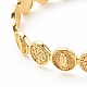 Brass Flat Round with Rosary Jesus Open Cuff Bangle for Women(BJEW-B054-04G)-4