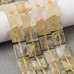 Heated Natural Lemon Quartz Beads Strands, Faceted, Square, with Seed Beads, 10.5x10.5x4.5~5.5mm, Hole: 1mm, about 31pcs/strand, 14.76~15.16''(37.5~38.5cm)(G-F839-A13-01)