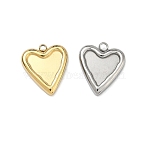 100Pcs 2 Colors 304 Stainless Steel Pendant Cabochon Settings For Enamel, Heart Charm, Golden & Stainless Steel Color, Tray: 9.5x8.5mm, 16x13.5x3mm, Hole: 1.8mm, 50pcs/color(STAS-CC0001-13)