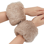 Women Imitation Rabbit Hair Cuffs Oversleeve Arm Gloves, Winter Warm Plush Windproof Wristband Jacket Accessories, Antique White, 80x130x20mm(AJEW-WH20019-20A)