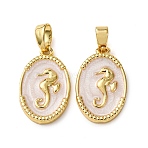 Brass Enamel Pendants, Real 18K Gold Plated, Sea Horse, 17.5x11x2mm, Hole: 4x2.5mm(KK-F911-01A-G01)