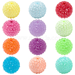 24Pcs 12 Colors Chunky Resin Rhinestone Bubblegum Ball Beads, Round, Mixed Color, 20x18mm, Hole: 2.5~3mm, 24pcs/set(RESI-SP0001-19)