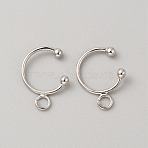 Brass Ear Cuff Findings, with Horizontal Loops, Platinum, 16x12x1~2.5mm, Hole: 2.5mm, Inner Diameter: 10mm(KK-WH0079-50P)