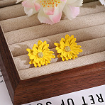 Baking Paint Alloy Stud Earrings, Flower, Golden, Gold, 25x24mm(WG8D079-01)