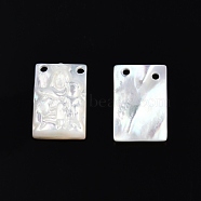 Natural White Shell Charms, Rectangle with Virgin Mary, 12x8x2mm, Hole: 1mm(SSHEL-N003-140)