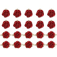 DIY Jewelry Making Finding Kits, Including Rack Plating Alloy Pendants & Links Connectors, with ABS Plastic, Cadmium Free & Lead Free, Rose Flower, Dark Red, Pendants: 15x12x8mm, Hole: 1.5mm, 10pcs; Links Connectors: 22.5x16x8mm, hole: 1.6mm, 10pcs(DIY-SZ0008-18)