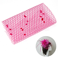 Polyester Birdcage Bridal Veil Netting with Chenille Dot, Mesh Tulle Fabric for DIY Veils Blushers Fascinators, Cerise, 9-5/8~9-7/8 inch(245~250mm)(AJEW-WH0471-103A-04)