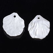 ABS Plastic Imitation Pearl Pendants, Petal, Creamy White, 20x17x4mm, Hole: 1.8mm(X-OACR-S020-12)