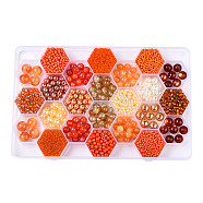DIY 24 Style Acrylic & Resin Beads Jewelry Making Finding Kit, Round & Rice, Coral, 2.2~12x1.5~11.5mm, Hole: 0.7~2.2mm(DIY-NB0012-01G)