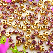 Flat Round Sew on Rhinestone, Glass Crystal Rhinestone, Multi-Strand Links, with Brass Prong Setting, Burgundy, 3mm, about 1400~1440pcs/bag(FIND-PW0012-01A-19)