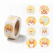 Round Dot Cute Dog Paper Cartoon Stickers Roll, Self-Adhesive Gift Tags for Gift Decoration, Mixed Color, 66x27mm, Stickers: 25mm in diameter, 500pcs/roll(X-DIY-D078-08C)