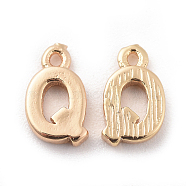 Brass Charms, Letter, Real 18K Gold Plated, Letter.Q, 8.5x5x1.5mm, Hole: 0.8mm(X-KK-S350-167Q-G)