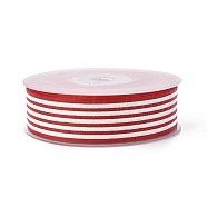 Polyester Ribbon, Striped Pattern, Red, 1-1/2 inches(38mm); about 100yards/roll(91.44m/roll)(SRIB-L049-38mm-C001)