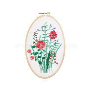 Embroidery Starter Kits, including Embroidery Fabric & Thread, Needle, Instruction Sheet, Flower, 300x270mm(DIY-P077-059)