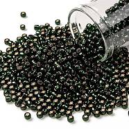 TOHO Round Seed Beads, Japanese Seed Beads, (2209) Silver Lined Dark Emerald, 8/0, 3mm, Hole: 1mm, about 222pcs/10g(X-SEED-TR08-2209)