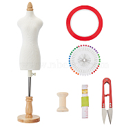1/3 Scale Mini Female Dress Form Mannequin Torso Mode, with Iron Pin, Scissors, PU Iron Soft Tape Measure, Wooden Empty Spools, Adhesive Tapes, Mixed Color, 85x124x3.7x480mm(DIY-OC0011-49)