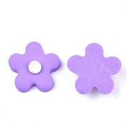Handmade Polymer Clay Cabochons, Flower, Violet, 24x24x8.5mm(X-CLAY-S091-17E)