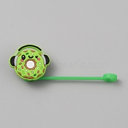 PVC & Silicone Dustproof Straw Cap, Cartoon Donut with Headphone Straw Tip Cover, Green Yellow, 85mm, Donut: 28.5x32x14mm,  Hole: 8mm(AJEW-CJC0007-02A)