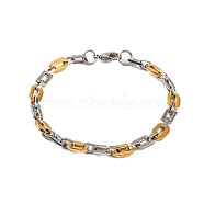 304 Stainless Steel Link Chain Bracelets, with 201 Stainless Steeel Findings, Golden & Stainless Steel Color, 8-1/2 inch(21.5cm)(BJEW-B078-139GP)