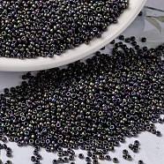 MIYUKI Round Rocailles Beads, Japanese Seed Beads, 15/0, (RR2019) Matte Metallic Eggplant Iris, 1.5mm, Hole: 0.7mm, about 27777pcs/50g(SEED-X0056-RR2019)