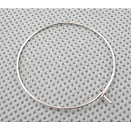 Wine Glass Charm Rings Brass Hoop Earrings, Platinum Color, Nickel Free, 20 Gauge, 25x0.8mm(X-EC067-2NF)