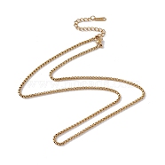 201 Stainless Steel Box Chain Necklace for Men Women, Real 18K Gold Plated, 17.72 inch(45cm)(NJEW-P268-A28-2X5)