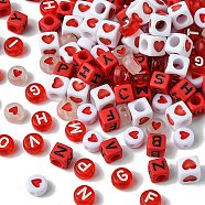 200Pcs Mixed Style and Shapes Acrylic Beads, Red, 6~7x6~7x6~7mm, Hole: 3.5mm(OACR-FS0001-68D)