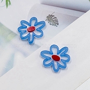 Asymmetrical Acrylic Cabochons Accessories, for Earrings Making, Flower, Blue, 32x29mm(MACR-CJC0001-01)