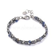 Natural Sodalite Beaded Bracelets, Synthetic Magnetic Hematite Tile Bracelet, 9-1/8 inch(23cm)(BJEW-P339-03P-02)