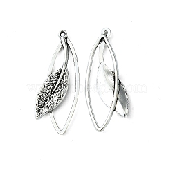 Tibetan Style Alloy Pendants, Lead Free and Cadmium Free, Antique Silver, Leaf, 40mm long, 16mm wide, 4.5mm thick, hole: 1.5mm(EA11657Y)
