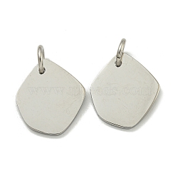 Non-Tarnish 304 Stainless Steel Stamping Blank Tag Pendants, with Jump Ring, Pentagon Charm, Stainless Steel Color, 19x16.5x1.5mm, Hole: 4.5mm(STAS-L022-428P)