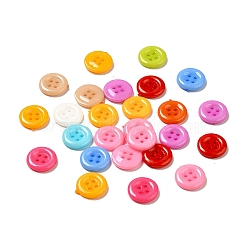 Acrylic Shirt Buttons, Plastic Sewing Buttons for Costume Design, 4-Hole, Dyed, Flat Round, Mixed Color, 12x2mm, Hole: 1mm(BUTT-E075-A-M)