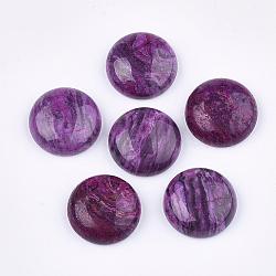 Natural Ripple Jasper Cabochons, Dyed, Flat Round, Medium Orchid, 19.5~20x6~6.5mm(G-S330-16B)