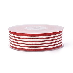 Polyester Ribbon, Striped Pattern, Red, 1-1/2 inch(38mm), about 100yards/roll(91.44m/roll)(SRIB-L049-38mm-C001)