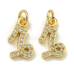 Rack Plating Brass Micro Pave Cubic Zirconia Pendants, Long-Lasting Plated, Lead Free & Cadmium Free, Constellations, Capricorn, 12x8x2mm, Hole: 2.5mm.(KK-K386-02L-G)