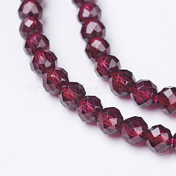 Natural Garnet Beads Strands, Faceted, Round, 3mm, Hole: 0.5mm, about 106pcs/strand, 12.6 inch(32cm)(X-G-D167-A-3mm)