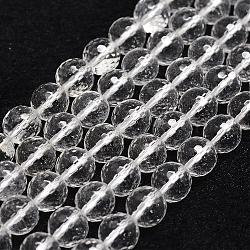 Natural Quartz Crystal Beads Strands, Rock Crystal Beads, Faceted, Round, 6mm, Hole: 1mm, about 61pcs/strand, 14.9 inch~15.1 inch(G-D840-11-6mm)