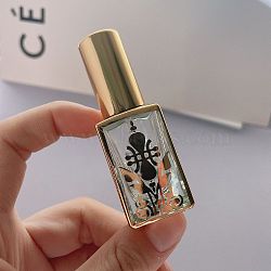Arabic Style Glass Empty Refillable Spray Bottle, with Plastic Cover, Travel Cosmetic Containers, Square, Gold, 2.5x2.5x7.2cm, Capacity: 10ml(0.34fl. oz)(BOTT-PW0011-60C)